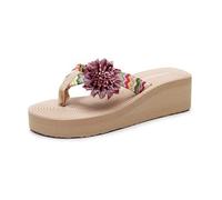 Pantuflas Mujer Verano Material resistente y duradero Plataforma baja confortable Ligeras cómodas al usar Estampado discreto bonito Zapatos frescos para el calor yoga actividades