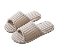 Pantuflas Mujer Verano Pareja Zapatillas de Punta Abierta Hombres Mujeres Interior Antideslizante Transpirable Silencioso Dormitorio Zapatos de Casa Otoño Invierno Primavera(Beige,42-43)