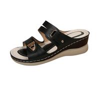 Pantuflas Mujer Verano Plataforma Suaves Piscina Sandalias De Mujer De Verano Con TacóN CuñA Y Exteriores, OrtopéDicas, Playa, Gruesa, CóModas, Chanclas Playa Piscina (Black, 41)