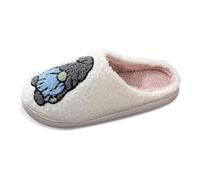 Pantuflas Navideñas Invierno Mujer Zapatillas Cómodas Calidez Acolchadas Suela Antideslizante Regalo Familiar (White, 43)