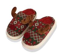 Pantuflas navideñas para mujer de peluche, zapatillas de fondo gruesas, forro suave, otoño, invierno, cálido, cómodo, para interior y exterior, vacaciones, dormitorio, Navidad, Xmas, regalos