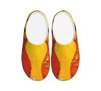 Pantuflas negras de franela para mujer, pantuflas de casa para hombre, pintura al óleo, antideslizantes, cálidas, zapatos de invierno para interiores y exteriores, multicolor, X-Small Men/ Medium