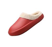 Pantuflas negras para mujer, pantuflas de casa de espuma viscoelástica para mujer, con forro polar transpirable, Red, 39.5 EU