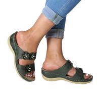 Pantuflas ortopédicas para mujer, pantuflas suaves, estilo bohemio, para caminar, puntera abierta, elegantes, para el tiempo libre, vintage, con plantilla informal, zapatos ligeros, sandalias de playa