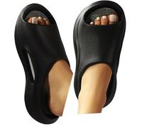 Pantuflas ortopédicas para mujer, para fascitis plantar, con soporte de arco, esponjosas, cómodas, antideslizantes, térmicas, modernas para invierno, para el hogar y interiores, Black, 42 1/3 EU