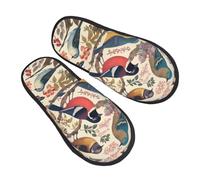 Pantuflas Pájaros En Mi Jardín Lavable Slippers Suaves Zapatos De Algodón Para Invierno Viaje Dormitorio L