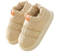 Pantuflas para adultos e invierno para interior y exterior, moda, monocolor, cómodas y cálidas, antideslizantes, zapatos para mujer, beige, 36 EU