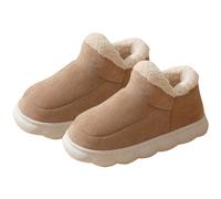 Pantuflas para Adultos y Invierno para Interior y Exterior Moda Color Sólido Cómodo y Caliente Mocasines Antideslizante Hombre Zapatillas de Casa de Cordero, caqui, 36 EU