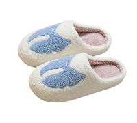 Pantuflas para casa para mujer, frente cerradas, con lazos, lindas zapatillas de peluche, cálidas para invierno, pantuflas suaves, ligeras, antideslizantes, zapatos de cabaña, zapatos de casa, azul