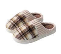 Pantuflas para Hombre, cómodas y Suaves, para Interiores, con Suela Gruesa y Forro Polar, con Elegante diseño de Rayas, Antideslizantes para Invierno_1