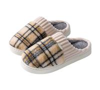 Pantuflas para Hombre, cómodas y Suaves, para Interiores, con Suela Gruesa y Forro Polar, con Elegante diseño de Rayas, Antideslizantes para Invierno_3