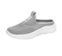 Pantuflas para hombre de malla de verano, transpirables, cómodas, lisas, ligeras, deslizantes, suelas suaves, para exteriores, playa, informales, tallas grandes, zapatos de verano, 39-43 EU, gris, 42