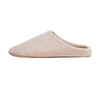 Pantuflas para hombre de tela de color liso, par cálido, para interiores, fondo suave, antideslizante, cómodas, pantuflas grandes de algodón, beige, 43 EU