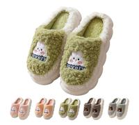 Pantuflas para mujer, bonitas, ligeras, esponjosas, de felpa, para el hogar, cálidas, suaves, acogedoras, de espuma viscoelástica, para interiores y exteriores, comodidad durante todo el día, Green