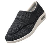 Pantuflas para Mujer comodas y calientitas,Comfort per Diabetici con Chiusura Regolabile a Strappo,Sandali Pantofole Uomo Ortopedica Scarpe Diabetiche.Black Gray,41