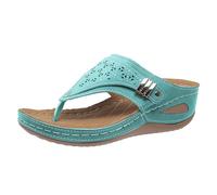 Pantuflas para mujer con correa elástica 2024, sandalias gruesas de tacón de cuña, Green, 38 EU
