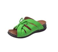 Pantuflas para mujer con cuña, zapatillas de verano con lazo, zapatos de playa, transpirables, con puntera abierta, deslizadores al aire libre, pantuflas de plataforma, zapatillas ligeras para el