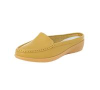 Pantuflas para mujer con frente cerrada, zapatillas suaves para verano, antideslizantes, planas, zapatos de senderismo, tiempo libre, zapatos informales, zapatos de mujer, zapatos informales, amarillo