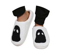 Pantuflas para mujer con soporte para arco pies dolorosos pantuflas de interior cálidas temáticas de Halloween para hombres y mujeres Botines de cuero para talón, Le Noir, 45 EU