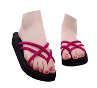 Pantuflas para mujer con suela gruesa redonda y punta hueca, cierre de clip y tacón oblicuo, zapatos festivos para mujer con tacón, Rosa., 37 EU