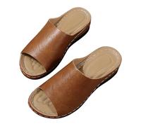 Pantuflas para mujer, elegantes, pantuflas para mujer, verano, abiertas, de piel, plataforma, mocasines de moda, suelas suaves, zapatos informales, cómodos, para exteriores, resistentes al desgaste