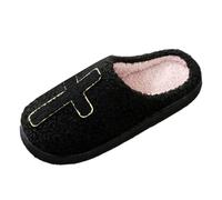 Pantuflas para Mujer Invierno,Zapatillas Casa Felpa,Pantuflas de Lana Bordadas con Huesos Cruzados de Halloween para Hombre y Mujer, para otoño e Invierno (Black, 42)