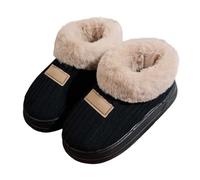 Pantuflas para Mujer Invierno,Zapatillas Casa Felpa,Pantuflas de Pana con Tira Trasera para Interiores y Exteriores, cómodas para otoño e Invierno (Black, 41)
