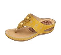 Pantuflas para Mujer Invierno,Zapatillas Casa Felpa,Sandalias tipo chanclas para mujer con soporte de arco para caminar cómodamente, sandalias de verano con función de masaje y plataforma (Yellow, 43)