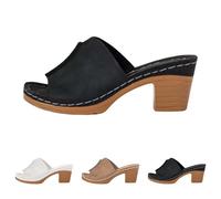 Pantuflas para mujer, modernas, informales, con boca de pez, tacón grueso, color sólido, zapatos de gamuza para uso diario, hogar, al aire libre, caminar, viajar, playa, senderismo, transpirables