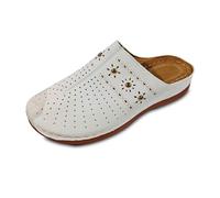 Pantuflas para mujer, pantuflas de baño para mujer, cómodas zapatillas casuales para primavera y verano con puntera cerrada, perfectas para la playa y actividades diarias, Blanco, 41 EU