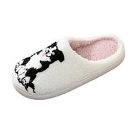 Pantuflas para mujer, pantuflas para hombre, border collie, bordadas, chanclas de fieltro, cálidas, planas, gruesas, con espuma viscoelástica, antideslizantes, para invierno, unisex, zapatos casuales