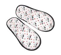 Pantuflas para mujeres y hombres, cálidas, mullidas, cálidas, para mujer, zapatos de casa, pantuflas de dormitorio, pantuflas de Boston Terrier con corazones de perro, lindas pantuflas peludas de