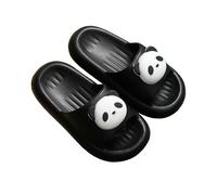 Pantuflas para niñas de EVA suave para interiores y exteriores, informales, cómodas, con estampado de panda, mocasines para niños de 2 a 12 años, pantuflas para niñas y adolescentes, Negro , 33.5 EU