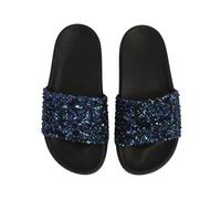 Pantuflas para niñas, talla 2, pantuflas con parte inferior plana rota y antidesgaste, suela suave recta, para interiores y exteriores, pantuflas geniales para el hogar, talla 2, Black, 12.5 big child