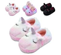 Pantuflas para niños y niñas, bonitas pantuflas de conejo, pantuflas de unicornio, pantuflas novedosas para gatos pequeños, pantuflas cálidas y antideslizantes para casa, Unicornio rosa, 24/25 EU