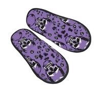 Pantuflas Patrón De Terror Sobre Impresión Morada Pantuflas De Invierno Ligeras Antideslizantes Zapatos De Casa Para Hombre Interior Mujer M
