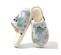 Pantuflas peludas antideslizantes para mujer, para interiores y hogares | Pantuflas de dibujos animados de dinosaurio, animales salvajes, suaves, con puntera cerrada, lavables
