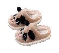 Pantuflas peludas de espuma viscoelástica para niños y niñas, zapatos de casa de felpa para bebés, puntera cerrada, para interiores, cálidas, ligeras, gruesas, para invierno, zapatos planos, Brown, 34