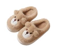 Pantuflas peludas para bebés y bebés, de espuma viscoelástica, planas, de felpa, suaves, con puntera cerrada, para interiores, cálidas, ligeras, lindas y con espalda abierta, Khaki, 35 EU
