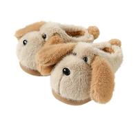 Pantuflas peludas para bebés y niñas, suela de goma, zapatos de casa de felpa, ligeros, para interiores, cálidas, planas, puntera cerrada, cómodas, para dormitorio, zapatos suaves, Khaki, 34 EU