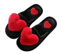 Pantuflas peludas para mujer, pantuflas de interior para mujer, pantuflas de corazón dulce, puntera cerrada, suaves, acogedoras, para el hogar, calzado casual de moda, ajuste ancho, cálido, calzado de