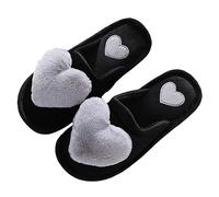 Pantuflas peludas para mujer, pantuflas de interior para mujer, pantuflas de corazón dulce, puntera cerrada, suaves, acogedoras, para el hogar, calzado casual de moda, ajuste ancho, cálido, calzado de