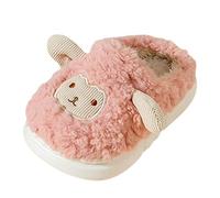 Pantuflas peludas para niños y niñas, con suela suave de espuma viscoelástica, zapatos de casa para niños, bebés, invierno, interiores, dormitorio, ligeras, sin cordones, zapatos planos gruesos, Pink