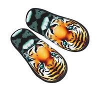 Pantuflas Pequeña Cabeza De Tigre Gorda Suela De Goma Slippers Mullidas Zapatos De Algodón Para Viaje Unisex Otoño L