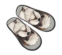 Pantuflas Perro Shih Tzu Retro Zapatos De Algodón Lavable Felpa Pantuflas Para Viaje Hotel Unisex M