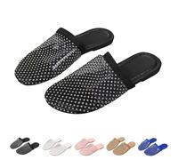 Pantuflas planas antideslizantes para mujer, con diseño de cristal, de malla, color liso, para uso diario, compras, vacaciones, playa, caminar, camping, viajes, cómodas, suaves y ligeras, Black, 37.5