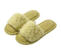 Pantuflas planas para mujer, pantuflas de punta abierta para mujer, suaves y cómodas, acogedoras, zapatos de oveja alpina, pantuflas de espuma viscoelástica, para interiores y exteriores, calzado de