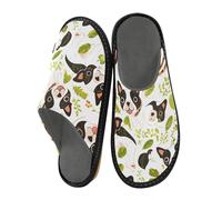 Pantuflas simples para mujer, diseño de perros Boston, color verde, primavera, para interiores y exteriores, pantuflas cálidas para casa, pantuflas para habitación, Simple Boston Dogs Green Spring, 42