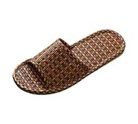 Pantuflas tejidas de ratán para mujer, suela suave, silenciosas, de lino, para primavera y verano, para el hogar, interiores, para el hogar, para interiores, Black, 41.5 EU