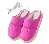 Pantuflas térmicas alimentadas por USB con almohadillas térmicas avanzadas y tela de felpa suave, diseñadas para proporcionar calidez y comodidad estables para hombres, mujeres y niños (rojo rosa)